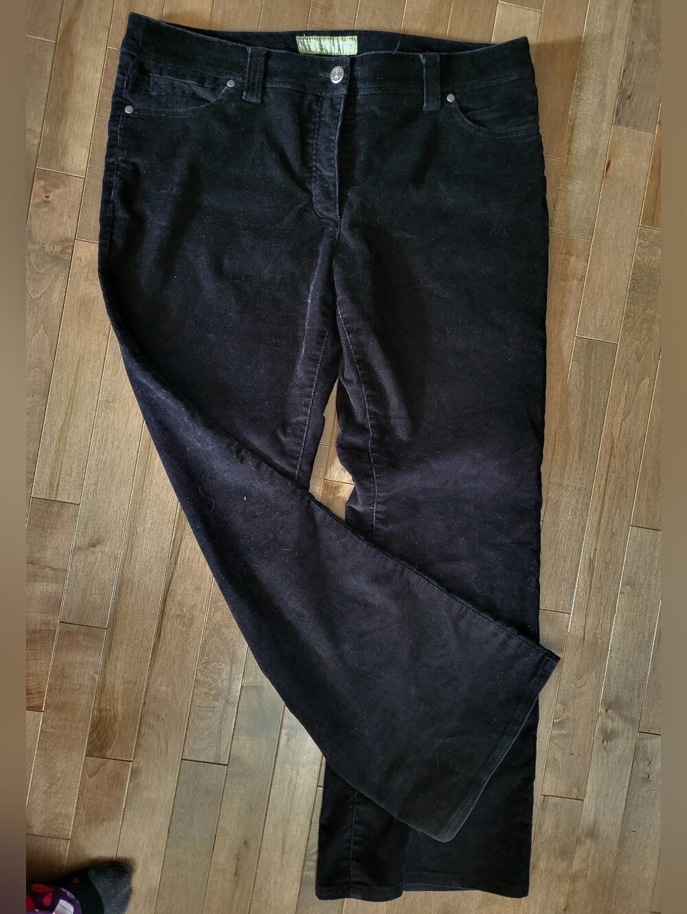 Black Corduroy Straight-Leg Pants